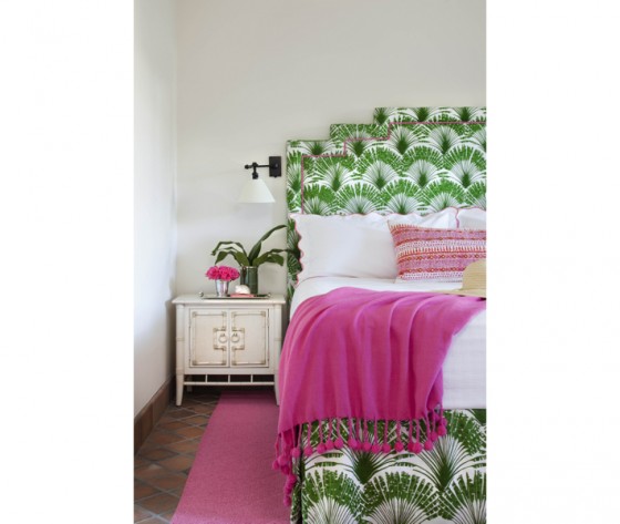 bold patterns are perfect for a pink & green palette - Little Blue Dish